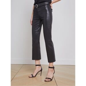 L’AGENCE Kendra Coated Cropped Flare Jean NWT in Noir